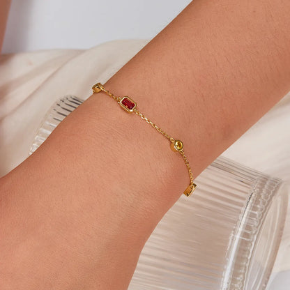 Sterling Silver Gold Plated Simple Style Classic Style Plating Inlay Geometric Glass Zircon Bracelets