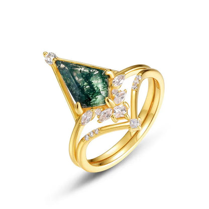 Sterling Silver Gold Plated Simple Style Plating Geometric Lab-Grown Gemstone Rings