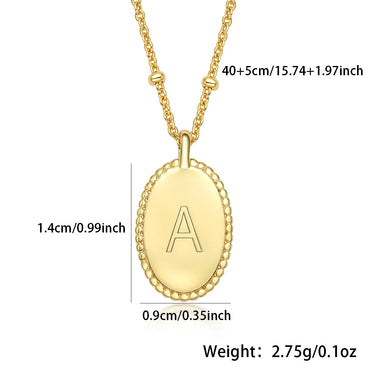 Sterling Silver Gold Plated Simple Style Roman Style British Style Letter Oval Pendant Necklace