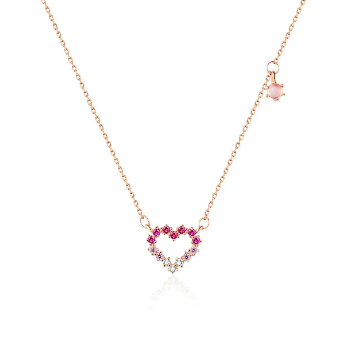 Sterling Silver Hollow Out Inlay Heart Shape Zircon Necklace