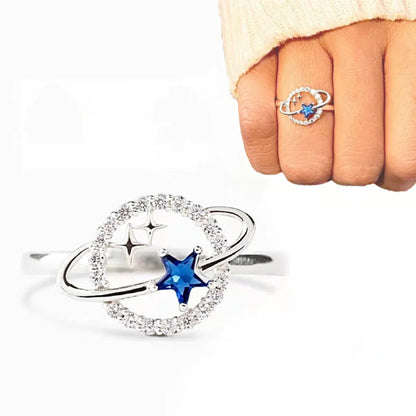 Sterling Silver Hollow Out Inlay Star Zircon Rings