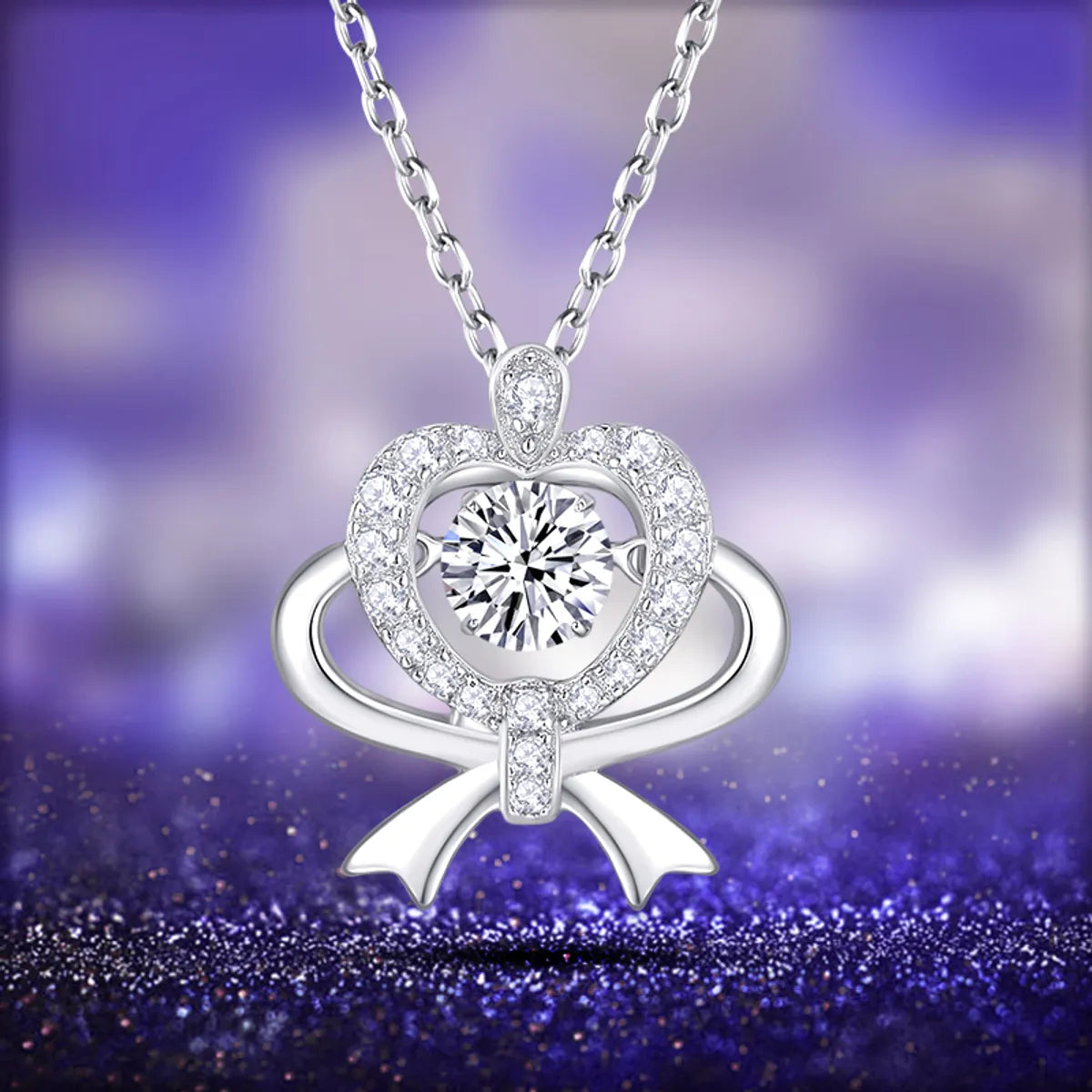 Sterling Silver IG Style Elegant Heart Shape GRA Inlay Moissanite Pendant Necklace