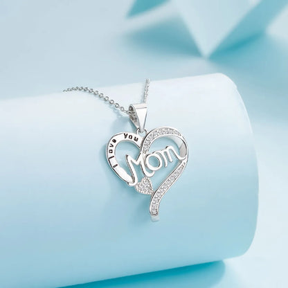 Sterling Silver IG Style Elegant Letter Heart Shape Plating Rhinestones Pendant Necklace