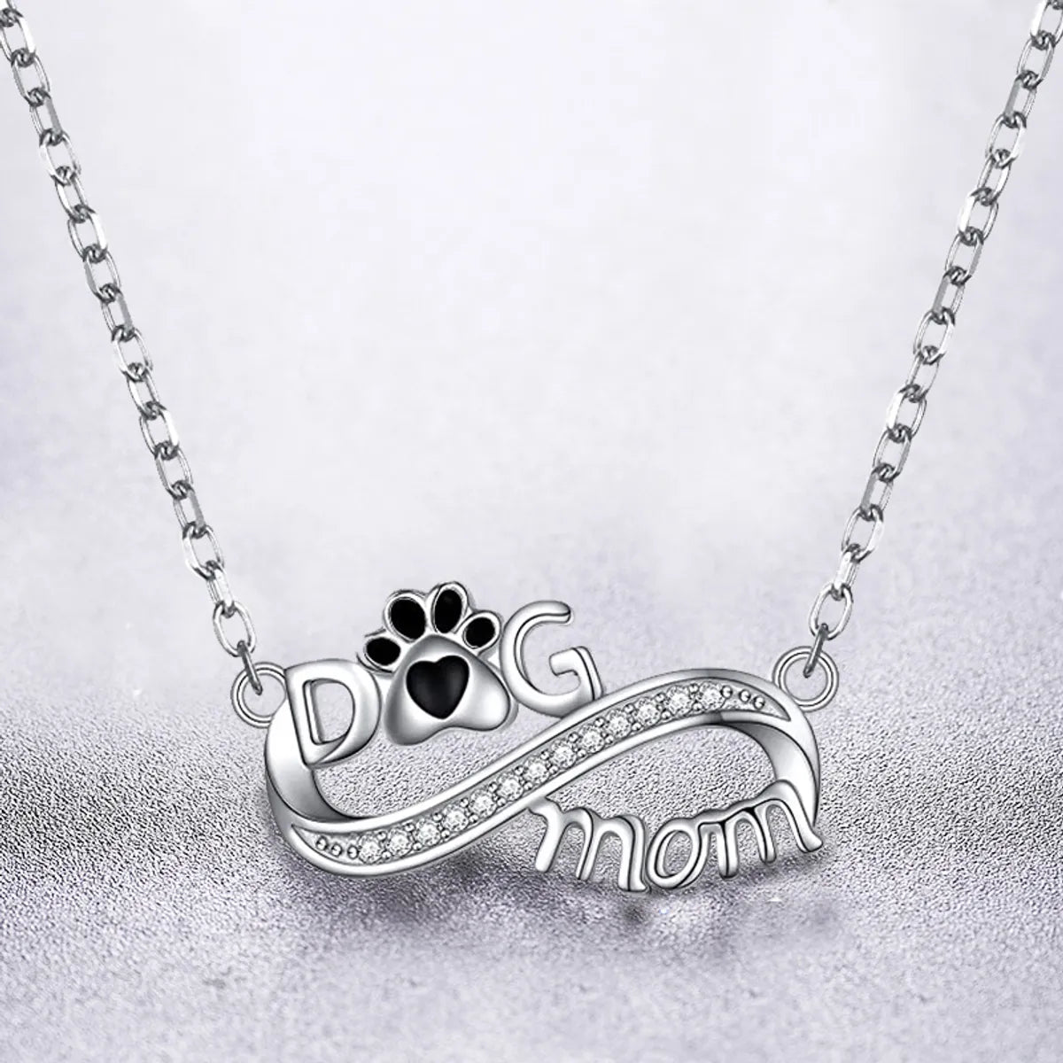 Sterling Silver IG Style Elegant Letter Infinity Zircon Pendant Necklace