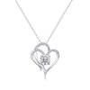 Sterling Silver Moissanite Inlay Geometric Heart Shape Pendant Necklace