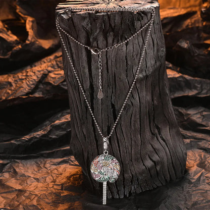 Sterling Silver Inlay Lollipop Zircon Pendant Necklace