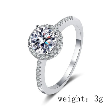 Sterling Silver Inlay Round Moissanite High Carbon Diamond Rings