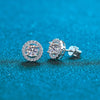 Sterling Silver Inlay Round Moissanite Zircon Ear Studs