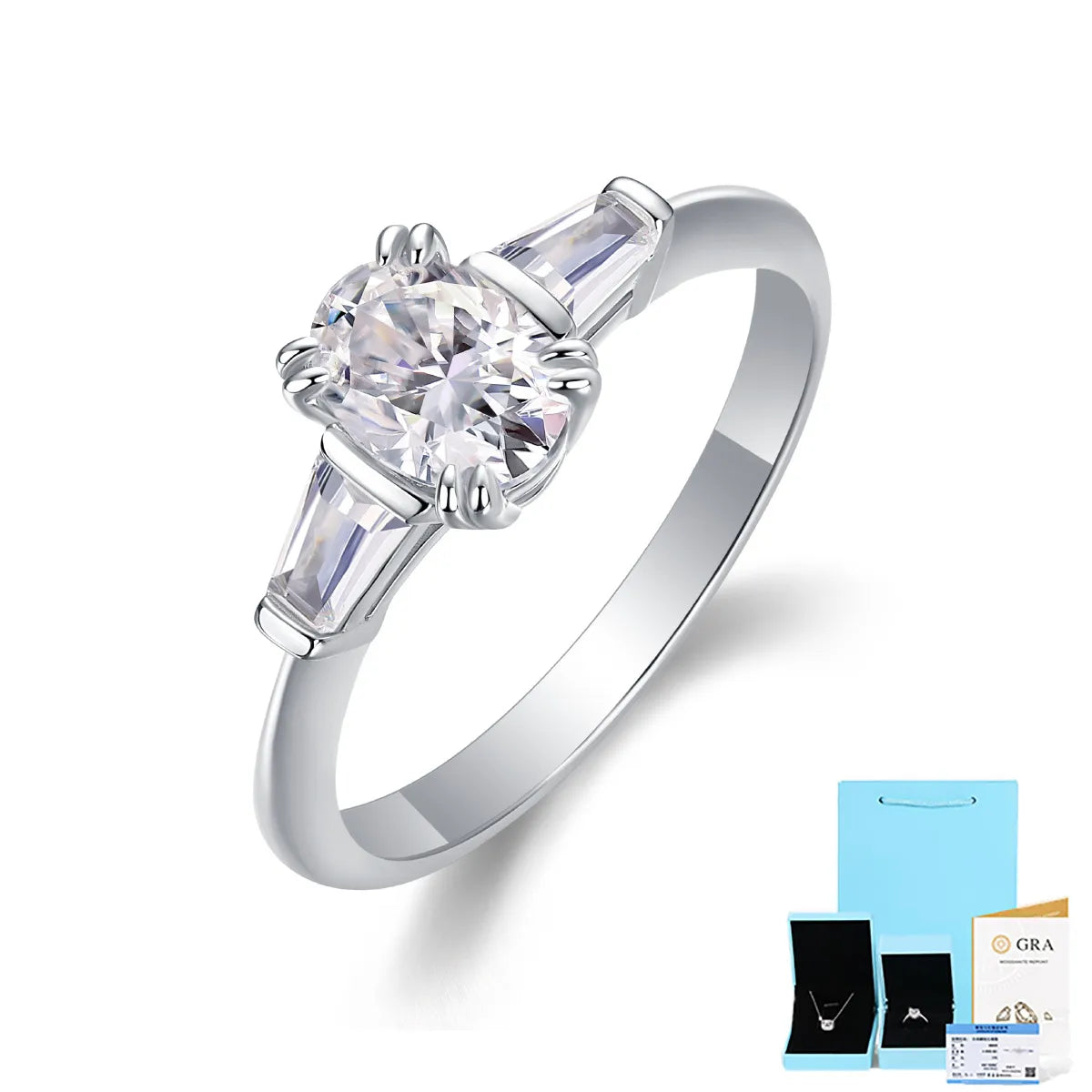 Sterling Silver Inlay Solid Color Moissanite Rings