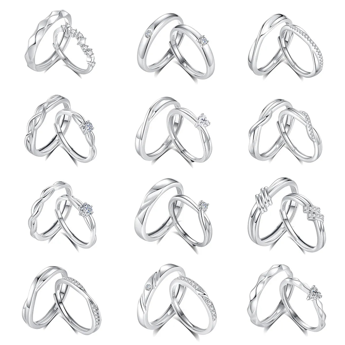 Sterling Silver Inlay Solid Color Zircon Rings