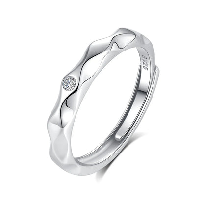 Sterling Silver Inlay Solid Color Zircon Rings