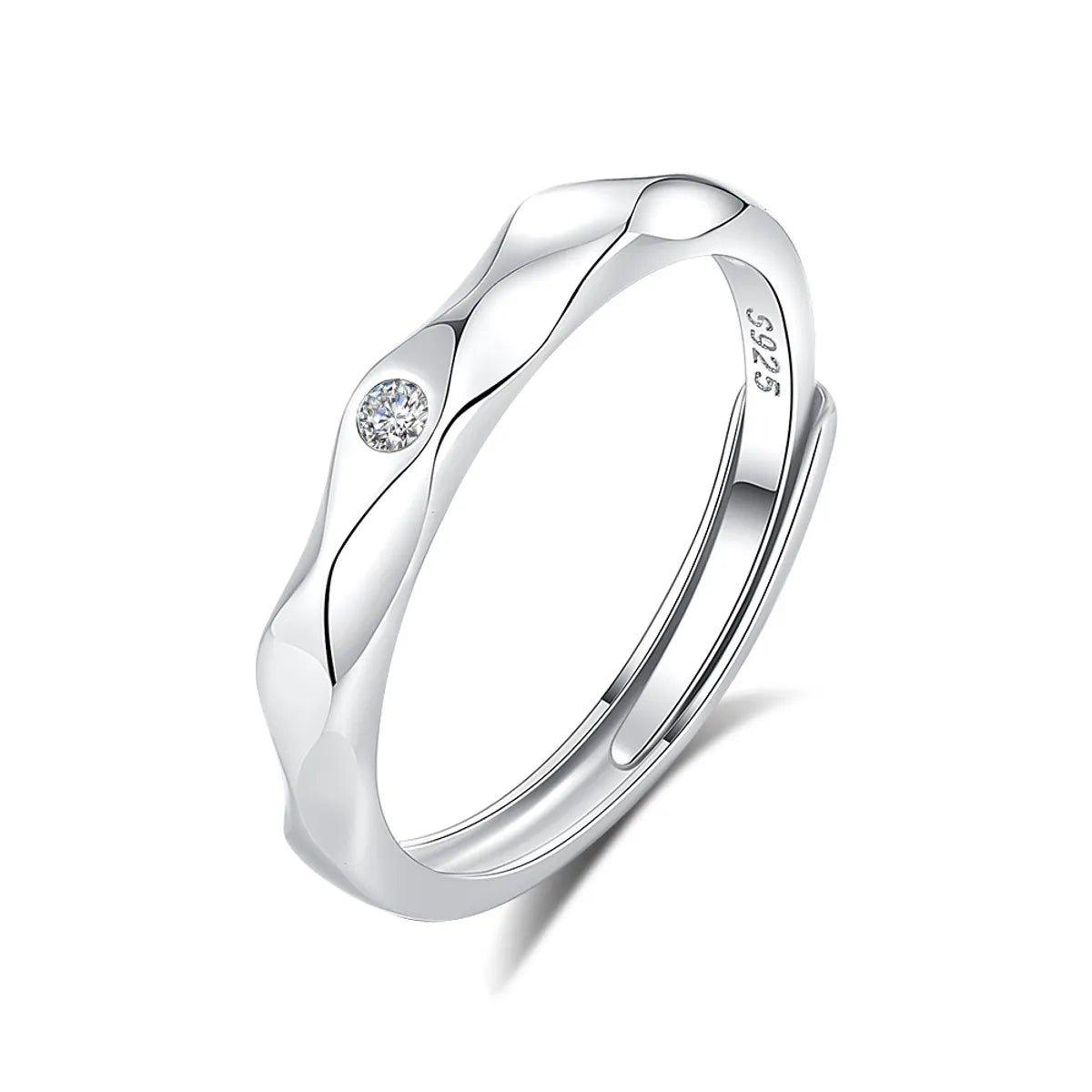 Sterling Silver Inlay Solid Color Zircon Rings