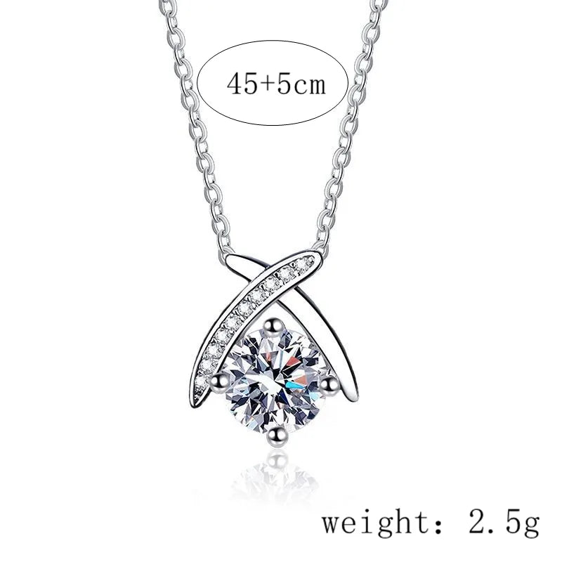 Sterling Silver Inlay Splicing Moissanite Zircon Pendant Necklace