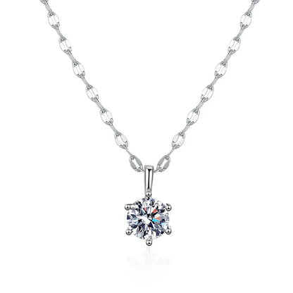 Sterling Silver Lady GRA Certificate Plating Inlay Geometric Moissanite High Carbon Diamond Pendant Necklace