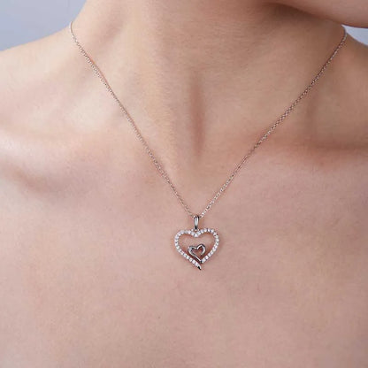 Sterling Silver Moissanite Cable Chain Plating Inlay Heart Shape GRA Certificate Pendant Necklace