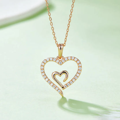 Sterling Silver Moissanite Cable Chain Plating Inlay Heart Shape GRA Certificate Pendant Necklace