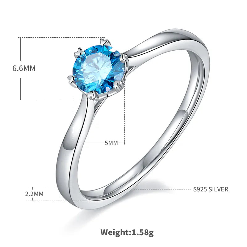 Sterling Silver Moissanite Round Rings