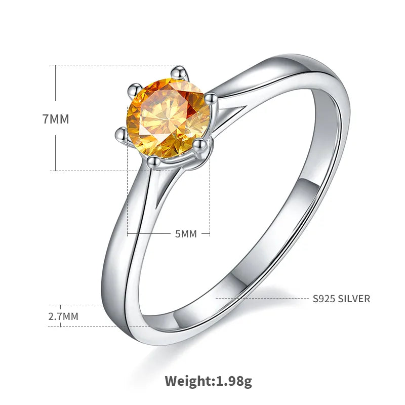 Sterling Silver Moissanite Round Rings