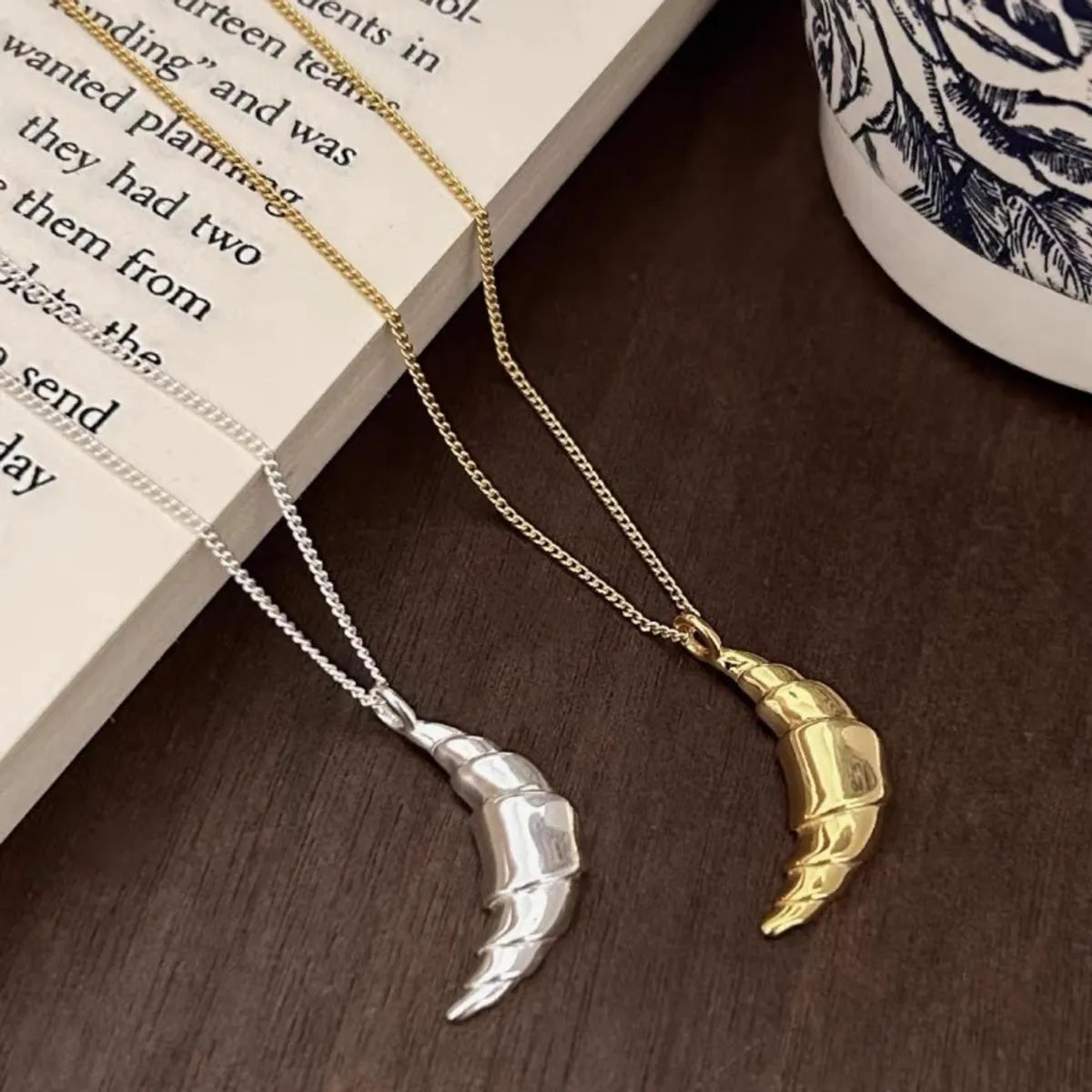 Sterling Silver Moon Pendant Necklace