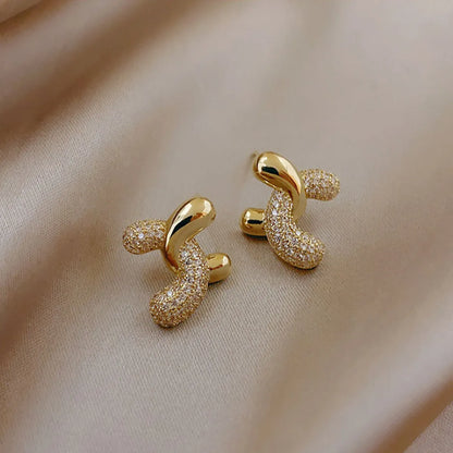 1 Pair Vintage Style Simple Style C Shape Solid Color Inlay Alloy Rhinestones Ear Studs