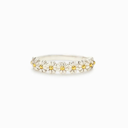 Sterling Silver Pastoral Daisy Plating Rings