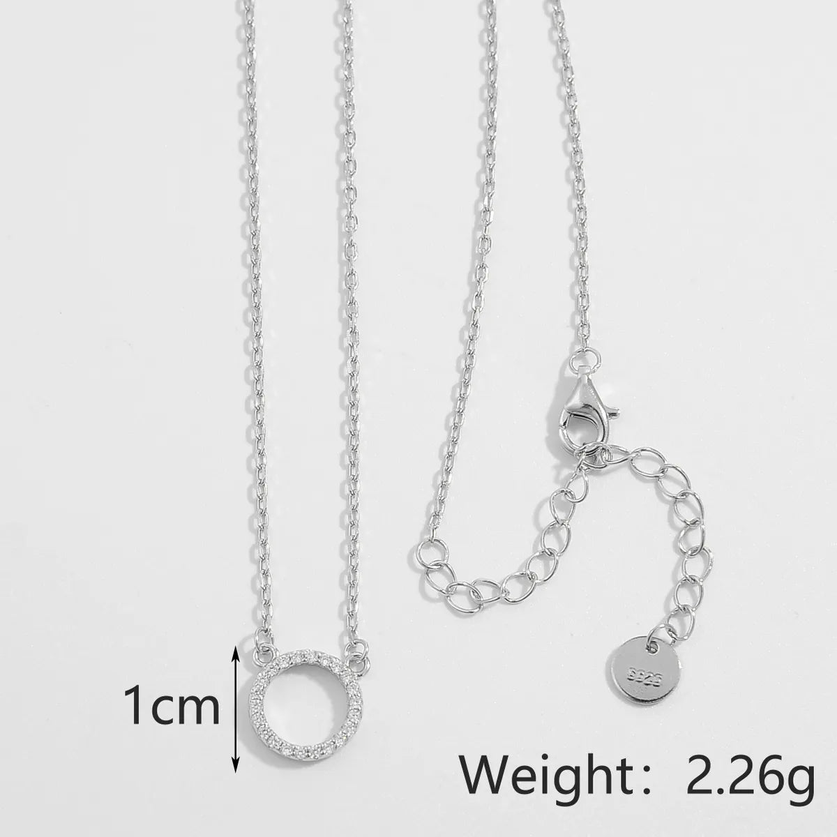 Sterling Silver Plated Zircon Cross Chain Plating Inlay Round Pendant Necklace