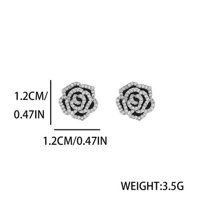 Sterling Silver Plated Zircon Inlay Rose Earrings Necklace