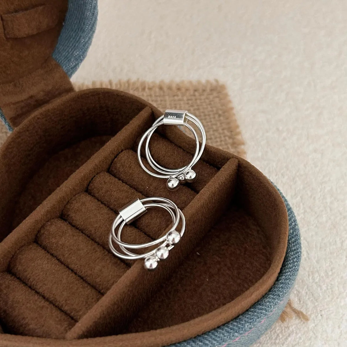 Sterling Silver Plating Geometric Rings