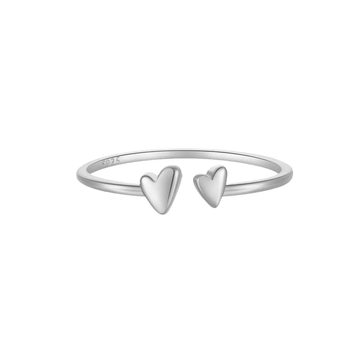 Sterling Silver Plating Heart Shape Open Rings