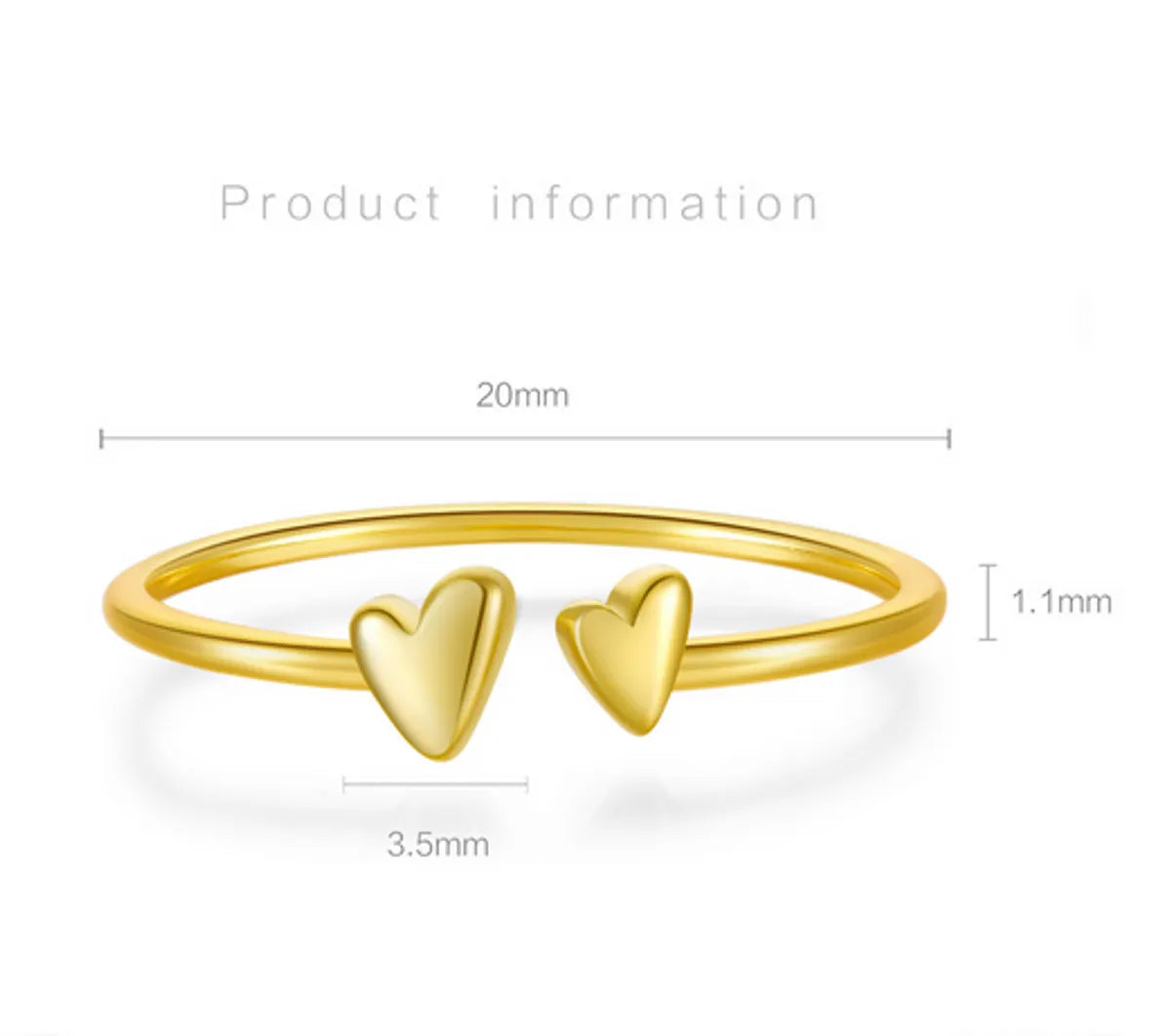 Sterling Silver Plating Heart Shape Open Rings