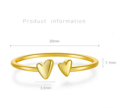 Sterling Silver Plating Heart Shape Open Rings