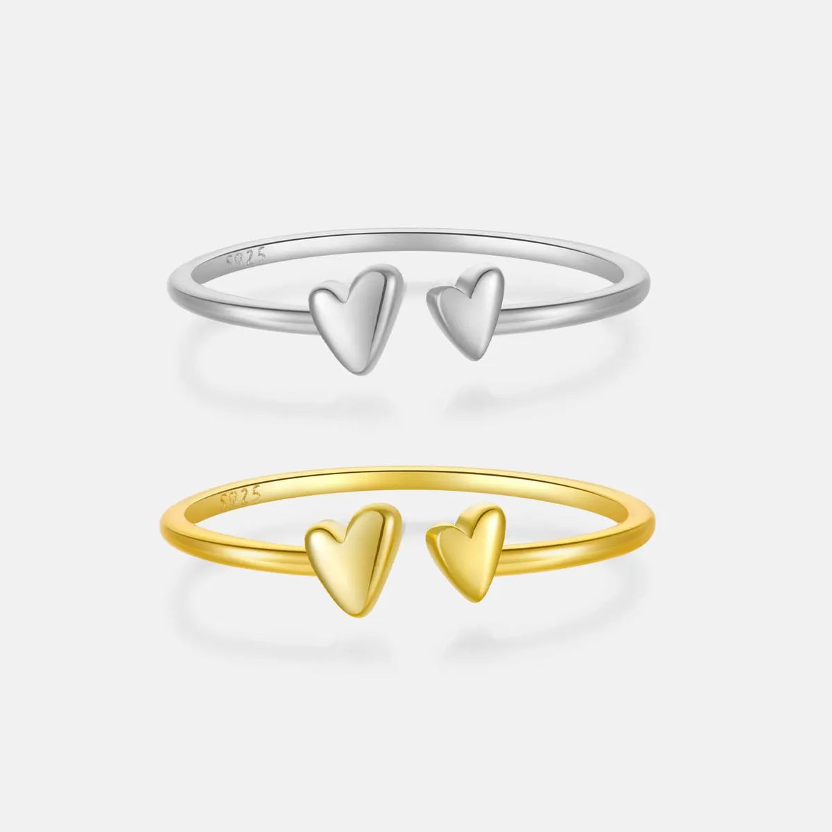 Sterling Silver Plating Heart Shape Open Rings