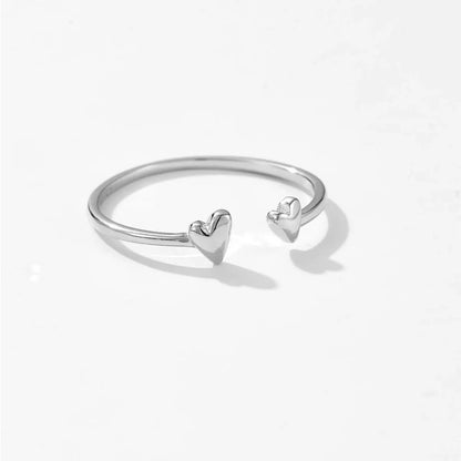 Sterling Silver Plating Heart Shape Open Rings