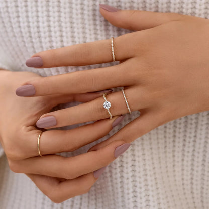 Sterling Silver Rhinestones Geometric Rings