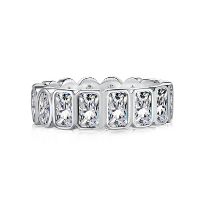 Sterling Silver Rhinestones Solid Color Rings