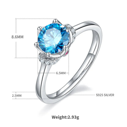 Sterling Silver Rhodium Plated Inlay Round Zircon Rings