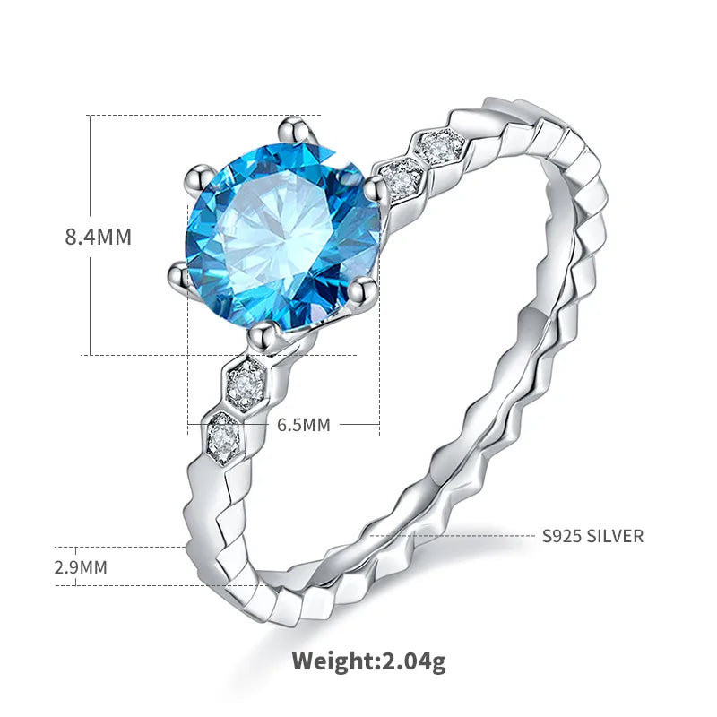 Sterling Silver Rhodium Plated Inlay Round Zircon Rings