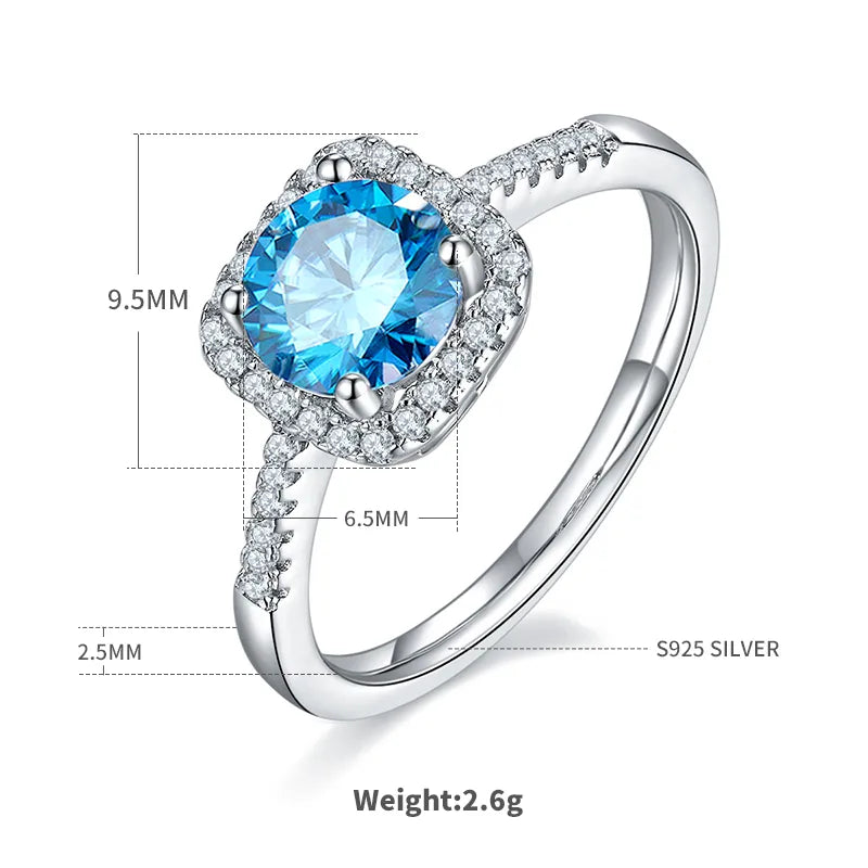 Sterling Silver Rhodium Plated Inlay Round Zircon Rings