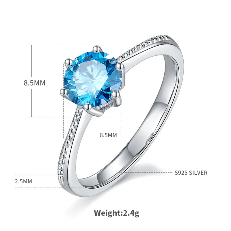 Sterling Silver Rhodium Plated Inlay Round Zircon Rings