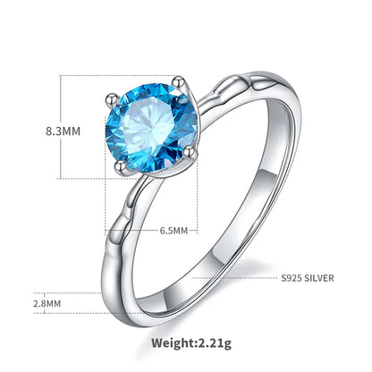 Sterling Silver Rhodium Plated Inlay Round Zircon Rings