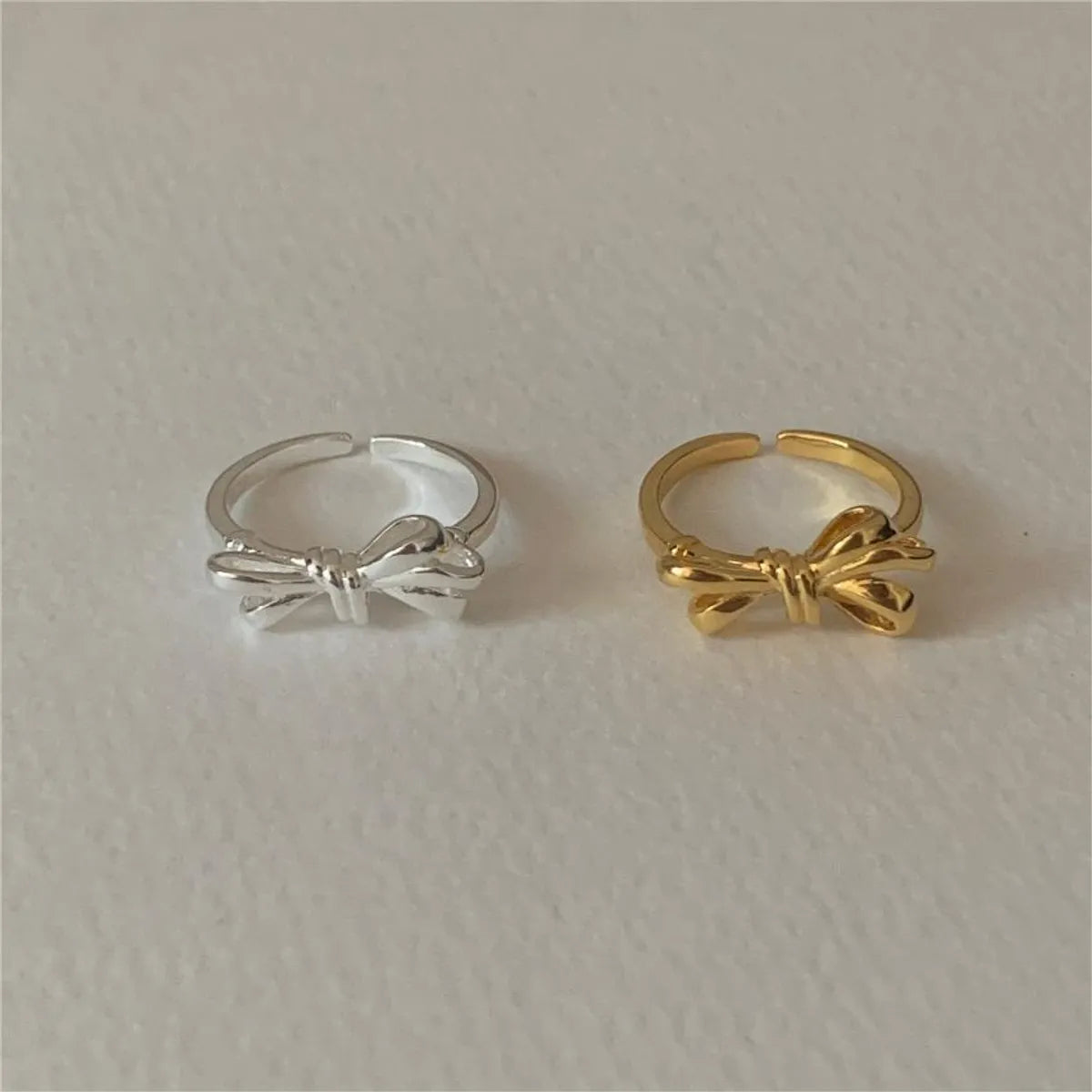 Sterling Silver Simple Style Bow Knot Open Rings