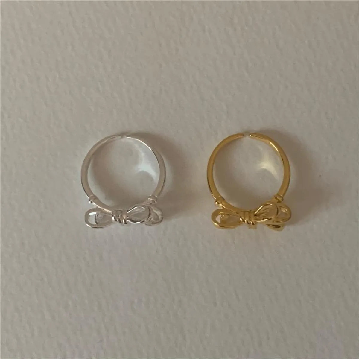 Sterling Silver Simple Style Bow Knot Open Rings