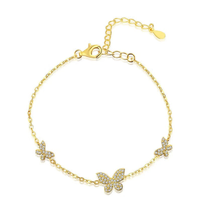 Sterling Silver Simple Style Butterfly Plating Bracelets