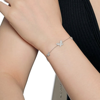 Sterling Silver Simple Style Butterfly Plating Bracelets