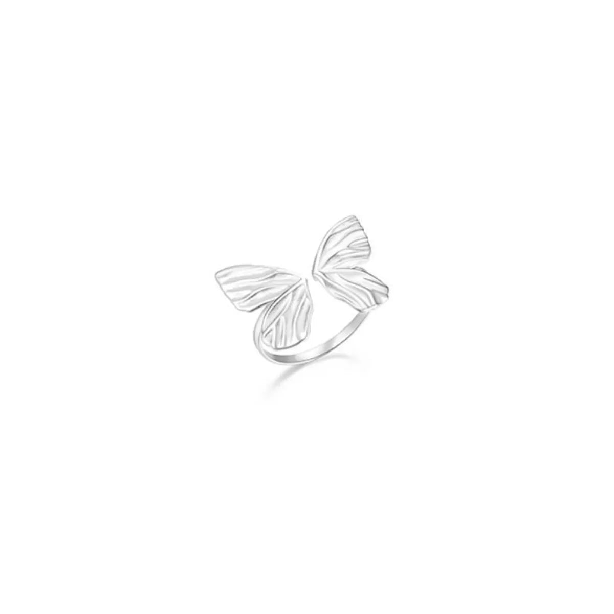 Sterling Silver Simple Style Butterfly Plating Open Rings