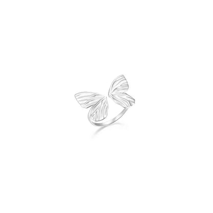 Sterling Silver Simple Style Butterfly Plating Open Rings