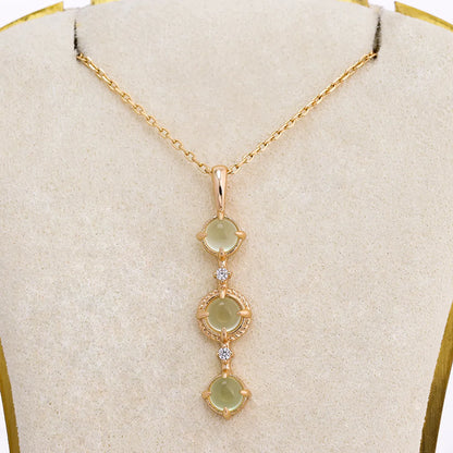 Sterling Silver Simple Style Classic Style Inlay Round Solid Color Prehnite Pendant Necklace