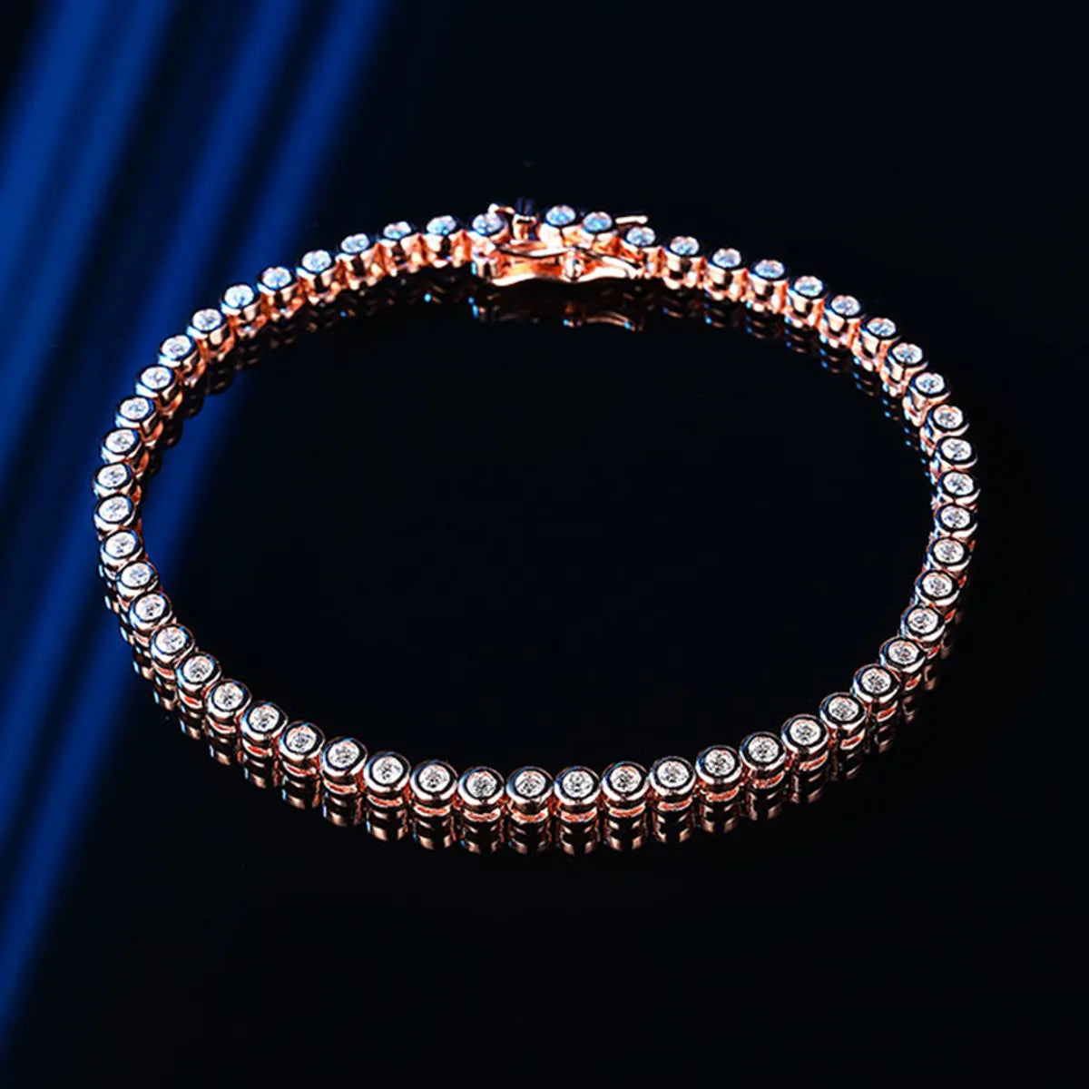 Sterling Silver Simple Style Classic Style Inlay Solid Color Moissanite Zircon Bracelets