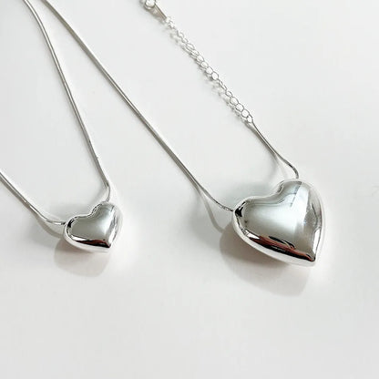 Sterling Silver Simple Style Classic Style Polishing Heart Shape Pendant Necklace