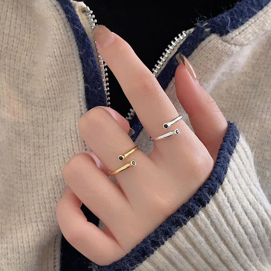 Sterling Silver Simple Style Geometric Open Rings